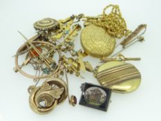 GOLD / YELLOW METAL JEWELLERY including micro-mosaic brooch, 15ct yellow gold brooch with centre