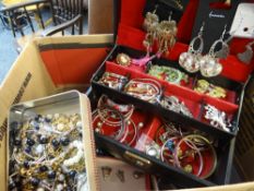 COSTUME JEWELLERY including items in a concertina jewellery box and other boxed and loose items (