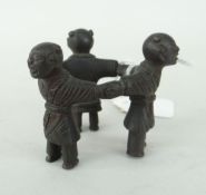 BRONZE TRIO OF FIGURES HOLDING HANDS IN A CIRCLE