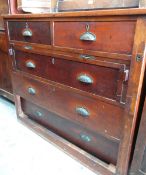 VINTAGE MAHOGANY CHEST with three long and two short drawers and a brushing slide