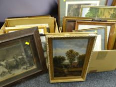 VARIOUS FRAMED PICTURES including 19th Century oil on board landscape with figure signed Dalton,