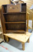 VINTAGE OAK NARROW BUREAU BOOKCASE together with a pine coffee table