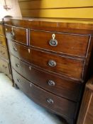 ANTIQUE MAHOGANY BOW FRONT CHEST OF DRAWERS, 104 x 100cms
