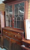 ANTIQUE MAHOGANY SECRETAIRE BOOKCASE, 229 x 110cms