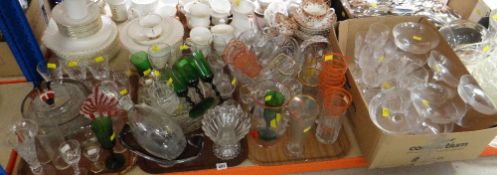 COLLECTION OF VARIOUS GLASSWARE including decanters, punch bowl, vases ETC