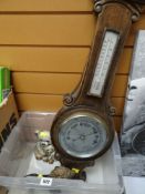 VINTAGE OAK BANJO BAROMETER together with a cast metal Teddy bear's door stop ETC