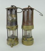 TWO CAMBRIAN TYPE VINTAGE MINERS LAMPS, one bearing Thomas & Williams label No. 9