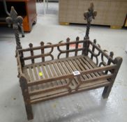CAST IRON FIRE BASKET with fleur-de-lis finials