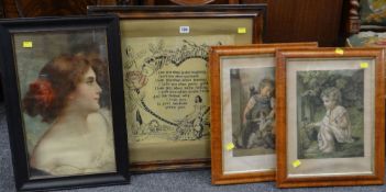 VARIOUS FRAMED PRINTS mainly portraits including pair of circular crystoleum type prints and a