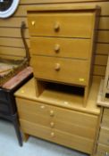 VINTAGE LIGHT OAK BEDROOM FURNITURE to include three-drawer chest of drawers and three-drawer