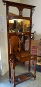 VINTAGE MAHOGANY MIRROR BACKED HALL STAND, 202cms high x 71cms wide