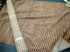 PAIR OF LARGE MODERN THICK PILE GREEN & BROWN STRIPED RUGS, both 330 x 240cms