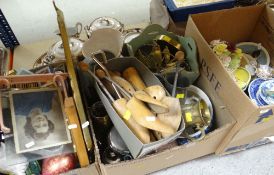 THREE BOXES OF VARIOUS MIXED CHINA & BRASSWARE