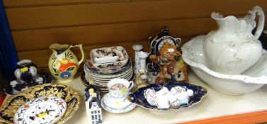 COLLECTION OF MIXED POTTERY including large jug and basin, Royal Crown Derby, Meissen and Royal