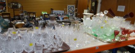 LARGE COLLECTION OF VARIOUS CUT GLASS & OTHER DRINKING GLASSES