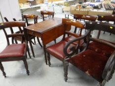 PEMBROKE TABLE together with a parcel of eight early twentieth century dining chairs (A/F)