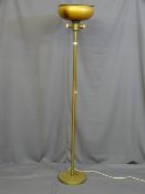 A VINTAGE BRASS ELECTRIFIED UPLIGHTER LAMP