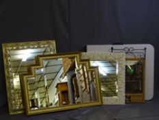 A PARCEL OF ASSORTED MODERN MIRRORS and a plastic folding table