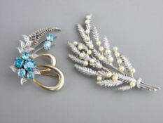 TWO SUPER QUALITY ANTIQUE BROOCHES to include a platinum and 9ct gold with seed pearl floral