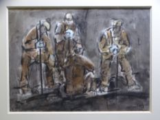 WILLIAM SELWYN watercolour and colourwash - four railwaymen at work, signed, 28.5 x 39.5cms