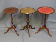 VARIOUS MAHOGANY WINE TABLES with turned and carved columns and tripod bases, 50cms approximate