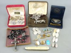 VINTAGE MARCASITE JEWELLERY AND GENTLEMAN'S CUFF LINKS a collection to include a hallmarked silver