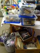 A LARGE COLLECTION OF CRAFTING, knitting and sewing paraphernalia along with a Silver Crest electric