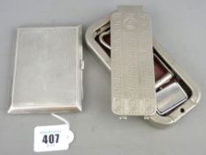 A SILVER CIGARETTE CASE AND A VINTAGE ROLLS RAZOR the case stamped 'Birmingham 1931', 4.9 troy