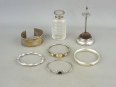SMALL SILVER AND WHITE METAL a quantity including a Chester silver hat pin stand, a silver lidded