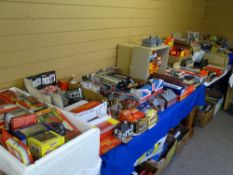 AN AMASSED COLLECTION OF MAINLY HORNBY AND TRIANG MODEL TRAIN LAYOUT - materials, equipment and