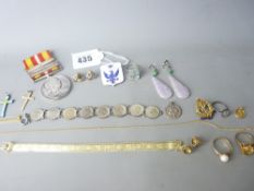 A 9CT GOLD ROYAL ARMY MEDICAL CORPS PIN BADGE with gold, silver and other quality items including a