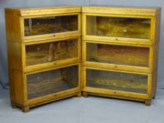 GLOBE WERNICKE - A GOOD MATCHING PAIR OF TRIPLE SECTION MID OAK BOOK CASES each section with