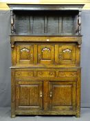 A WELSH OAK TRIDARN of small proportions and very finely patinated, the top having shaped slats to