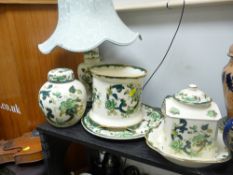 SEVEN ITEMS OF MASON'S IRONSTONE 'GREEN CHARTREUSE' POTTERY