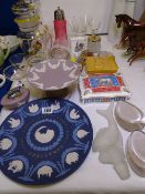 A WEDGWOOD JASPER WARE COMPORT and similar table lighter and other Wedgwood porcelain along with a