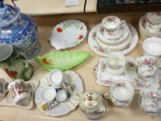 A 34 PIECE ROYAL ALBERT 'MOSS ROSE' TEA SERVICE, a modern blue and white Chinese temple jar and