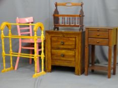 A MODERN DARK WOOD TWO DRAWER OCCASIONAL TABLE, polished wood magazine rack, dark wood occasional