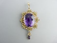 A FINE QUALITY VICTORIAN PENDANT unmarked and untested yellow metal, mount with central large