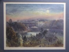 KEITH ANDREW coloured limited edition 27/550 - 'Menai Cruise' depicting a steamer passing under