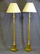 A PAIR OF CHRISTOPHER WRAYS GILT LAMPS with shades E/T