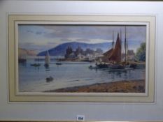 WARREN WILLIAMS ARCA watercolour - 'Conwy Harbour and Castle' etc with numerous boats and figures,
