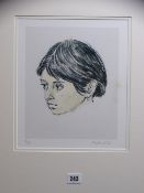 SIR KYFFIN WILLIAMS RA coloured limited edition 2/150 print - portrait of 'Norma Lopez', signed in