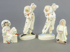PLANT TUSCAN - FOUR ART DECO STYLE POTTERY FIGURINES including two titled 'Masquerade', No 68, '