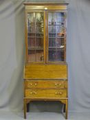 A MAHOGANY VINTAGE BOOKCASE BUREAU with fitted interior, 200cms height, 77cms width, 44cms depth