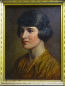 OIL ON CANVAS - portrait of a lady, label verso 'Miss Helen M.I. Bruce SRN. SCM 1896 -