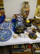 A JACK FIELD STYLE TEAPOT & STAND, a large Japanese Satsuma vase, a selection of early Spode and