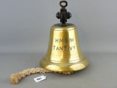 A SECOND WORLD WAR PERIOD SUBMARINE BELL cast in brass and marked 'H.M.S./M Tantivy, a third