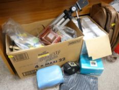 A BOXED SEWLAND OVERLOCK MACHINE with instruction manual, a quantity of vintage cameras and