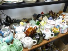 A LARGE QUANTITY OF COLLECTOR'S TEAPOTS vintage and modern including Majolica style, Chintz,