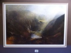 ROB PIERCY coloured limited edition 74/500 coloured print - 'Cwm Idwal', signed in full, 40 x 58cms